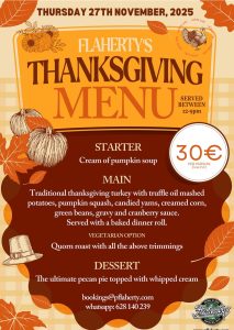 Menú Thanksgiving 2025 Flaherty's